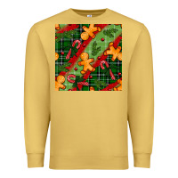 Antique Gold christmas gingerbread man and candy cane seamless pattern Premium Sweatshirt - BundleAndBundleShop
