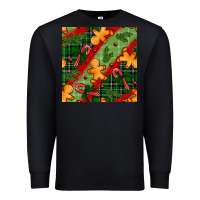 Black christmas gingerbread man and candy cane seamless pattern Premium Sweatshirt - BundleAndBundleShop