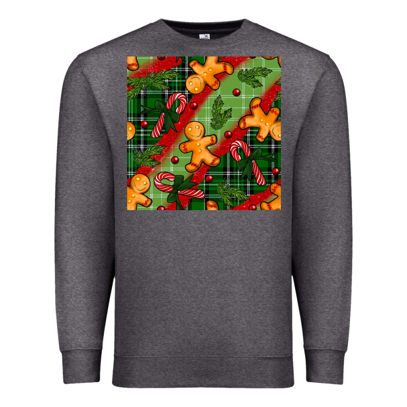 Christmas Gingerbread Man And Candy Cane Seamless Pattern Premium Sweatshirt by BundleAndBundleShop | Teevron