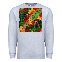 Heather Grey christmas gingerbread man and candy cane seamless pattern Premium Sweatshirt - BundleAndBundleShop