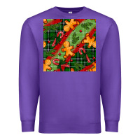 Purple christmas gingerbread man and candy cane seamless pattern Premium Sweatshirt - BundleAndBundleShop
