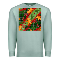 Seafoam christmas gingerbread man and candy cane seamless pattern Premium Sweatshirt - BundleAndBundleShop