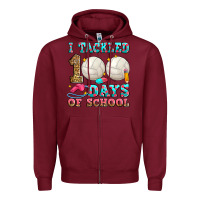 Burgundy i tackled 100 days of school volleyball Zipper Hoodie - Zillion Design Studio
