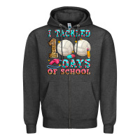 Charcoal Heather i tackled 100 days of school volleyball Zipper Hoodie - Zillion Design Studio