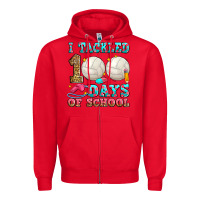 Red i tackled 100 days of school volleyball Zipper Hoodie - Zillion Design Studio