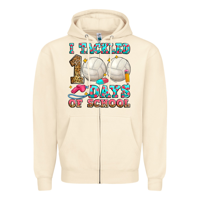 I Tackled 100 Days Of School Volleyball Zipper Hoodie by Zillion Design Studio | Teevron