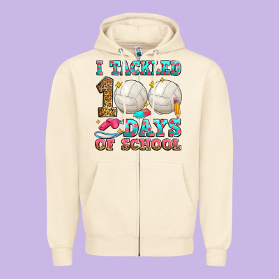 I Tackled 100 Days Of School Volleyball Zipper Hoodie Designed By Zillion Design Studio