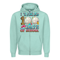 Seafoam i tackled 100 days of school volleyball Zipper Hoodie - Zillion Design Studio