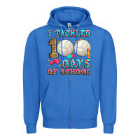 True Royal i tackled 100 days of school volleyball Zipper Hoodie - Zillion Design Studio