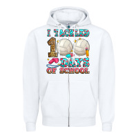 White i tackled 100 days of school volleyball Zipper Hoodie - Zillion Design Studio
