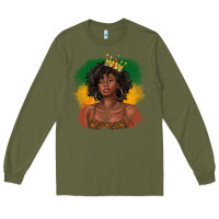 Army Green black queen with juneteenth flag Long Sleeve Tee - texasbilliewilder