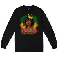 Black black queen with juneteenth flag Long Sleeve Tee - texasbilliewilder