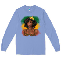 Colony Blue black queen with juneteenth flag Long Sleeve Tee - texasbilliewilder