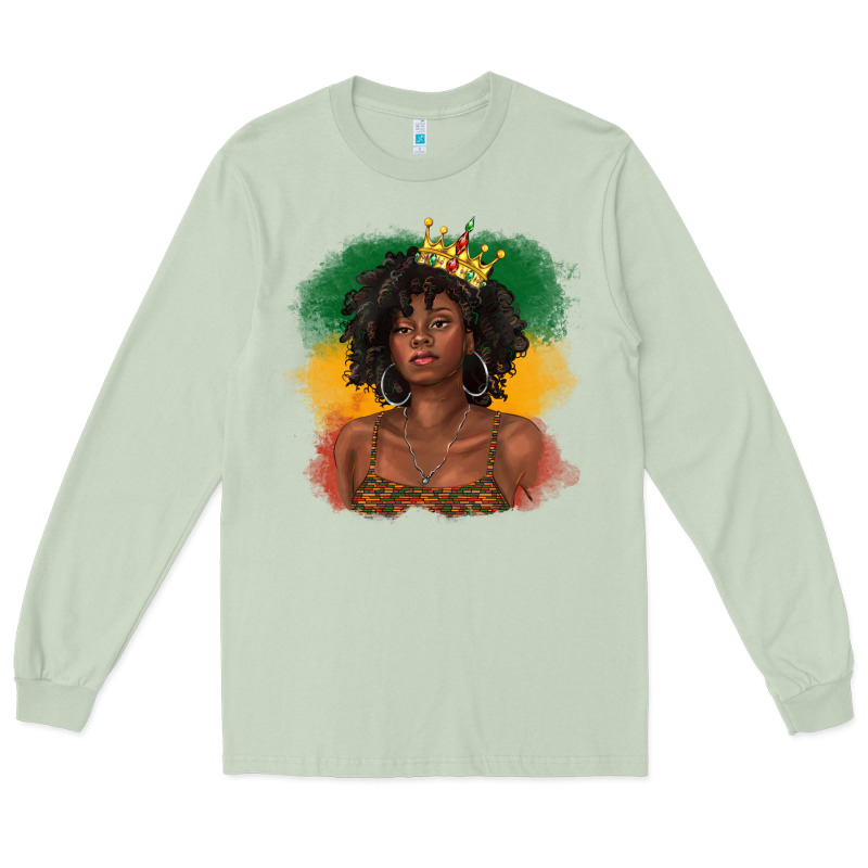 Black Queen With Juneteenth Flag Long Sleeve Tee by texasbilliewilder | Teevron