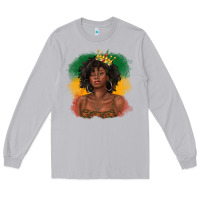 Moon Dust black queen with juneteenth flag Long Sleeve Tee - texasbilliewilder