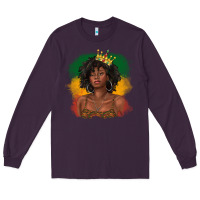 Plum black queen with juneteenth flag Long Sleeve Tee - texasbilliewilder