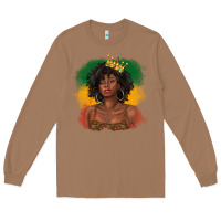Toasted Coconut black queen with juneteenth flag Long Sleeve Tee - texasbilliewilder