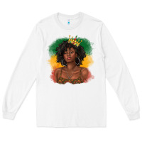 White black queen with juneteenth flag Long Sleeve Tee - texasbilliewilder