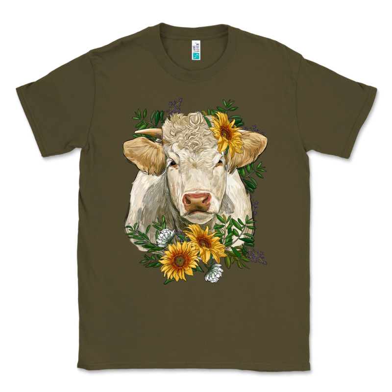 Charolais Cattle With Sunflowers Classic Tee by RanaPortraitStore | Teevron