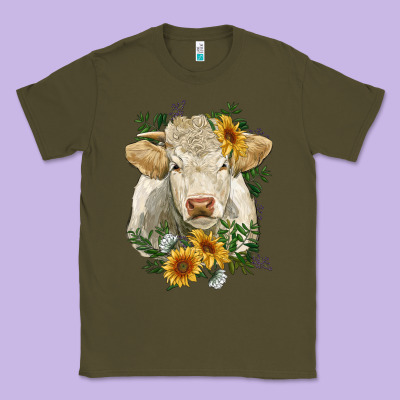 Charolais Cattle With Sunflowers Classic Tee Designed By Ranaportraitstore