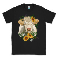 Black charolais cattle with sunflowers Classic Tee - RanaPortraitStore