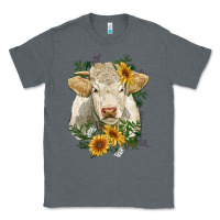 Charcoal Heather charolais cattle with sunflowers Classic Tee - RanaPortraitStore