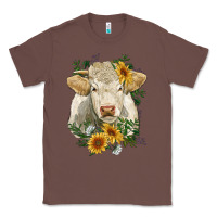 Chestnut charolais cattle with sunflowers Classic Tee - RanaPortraitStore