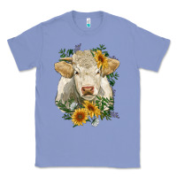 Colony Blue charolais cattle with sunflowers Classic Tee - RanaPortraitStore