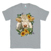 Heather Grey charolais cattle with sunflowers Classic Tee - RanaPortraitStore