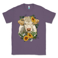 Lavender charolais cattle with sunflowers Classic Tee - RanaPortraitStore