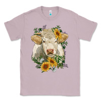 Lilac charolais cattle with sunflowers Classic Tee - RanaPortraitStore