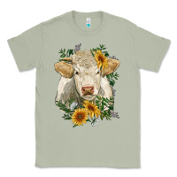 Matcha charolais cattle with sunflowers Classic Tee - RanaPortraitStore