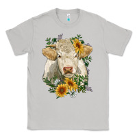 Moon Dust charolais cattle with sunflowers Classic Tee - RanaPortraitStore