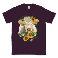Plum charolais cattle with sunflowers Classic Tee - RanaPortraitStore