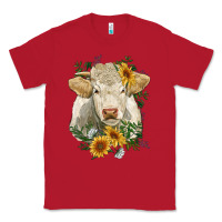 Red charolais cattle with sunflowers Classic Tee - RanaPortraitStore
