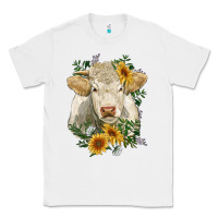 White charolais cattle with sunflowers Classic Tee - RanaPortraitStore