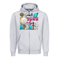 Heather Grey small town big spirit volleyball Zipper Hoodie - Zillion Design Studio