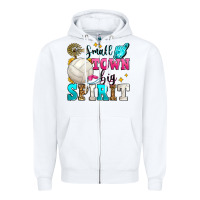 White small town big spirit volleyball Zipper Hoodie - Zillion Design Studio