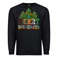 Black merry christmas with christmas trees Premium Sweatshirt - AdoDesignShop