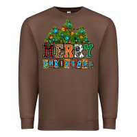 Chestnut merry christmas with christmas trees Premium Sweatshirt - AdoDesignShop