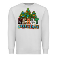 Dove Grey merry christmas with christmas trees Premium Sweatshirt - AdoDesignShop
