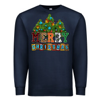 Navy merry christmas with christmas trees Premium Sweatshirt - AdoDesignShop