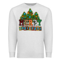 Oatmeal Heather merry christmas with christmas trees Premium Sweatshirt - AdoDesignShop