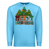 Ocean Blue merry christmas with christmas trees Premium Sweatshirt - AdoDesignShop