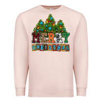 Pale Pink merry christmas with christmas trees Premium Sweatshirt - AdoDesignShop