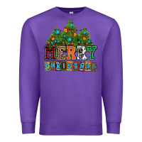 Purple merry christmas with christmas trees Premium Sweatshirt - AdoDesignShop