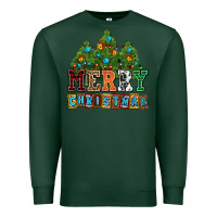 Sports Green merry christmas with christmas trees Premium Sweatshirt - AdoDesignShop