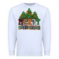 White merry christmas with christmas trees Premium Sweatshirt - AdoDesignShop