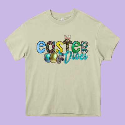 Easter Vibes Heavy Core Tee Designed By Cowhidedigitalart