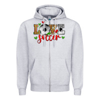Heather Grey love soccer Zipper Hoodie - Zillion Design Studio